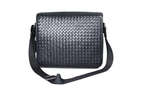 男包小牛皮编织真皮斜挎包男横款单肩包邮差包质感新款潮流