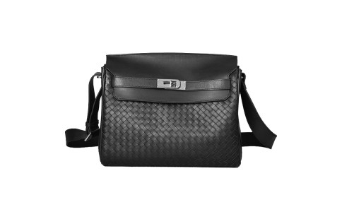 男士斜挎包大容量单肩包邮差包真皮编织男包手提包通勤包高级感潮