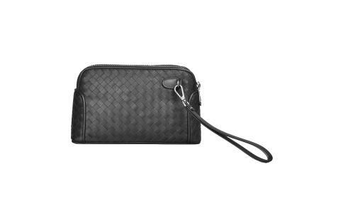 男士手拿包高端手机包真皮奢侈手工编织配手腕带多隔层双拉链小号