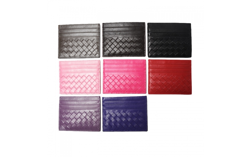 Card package Man Business ID Credit Cards Holder Pack Pocket Woman Multiple Simple Sheep Skin 100% Woven Leather Thin Slim Mini