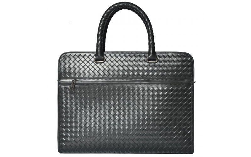 Men Briefcase Baby Calf Skin Genuine Leather 14 Inch 15.6 Laptop Bag Handbags for Documents Luxury Bag Quality Business