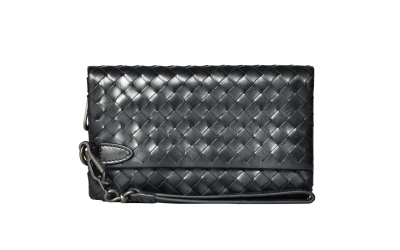 手拿包男士长款拉链设计师款钱包小众手拿包真皮手包编织女