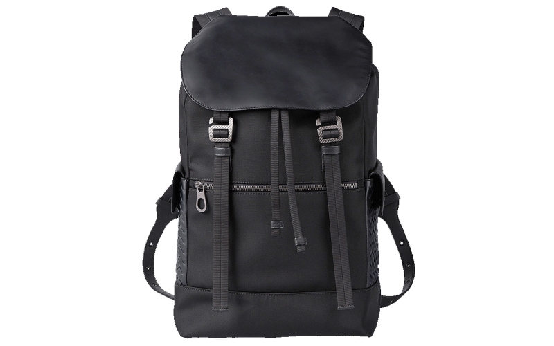 双肩包男款2019新款真皮编织配尼龙背包书包大容量潮款休闲