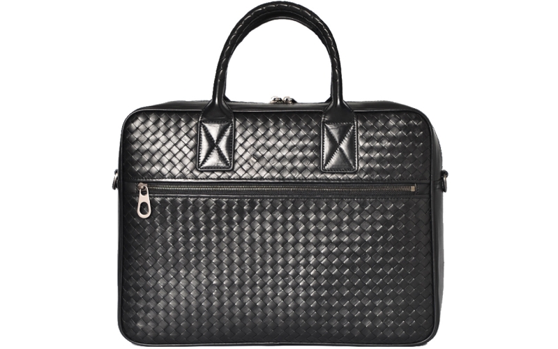 公文包男商务简约青年高端手提包男士真皮编织男包时尚年轻