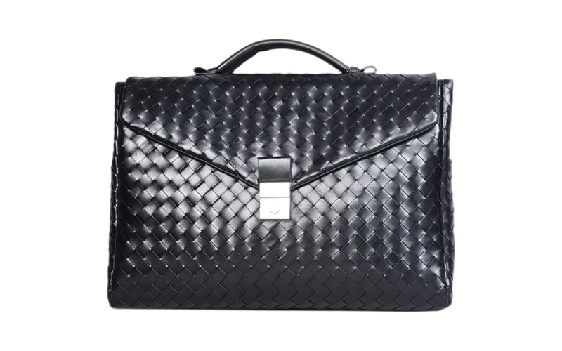 男包男士公文包手提包商务大容量胎牛皮编织工作包包潮真皮