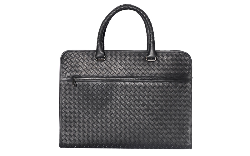 手提包男士电脑公文包品质编织男包真皮单肩斜挎商务横款大