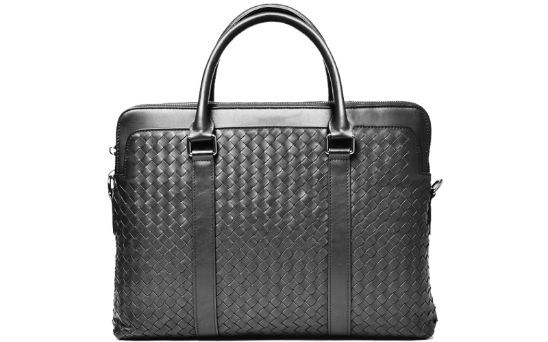 公文包男商务休闲真皮手工编织男包手提包多隔层大容量简约