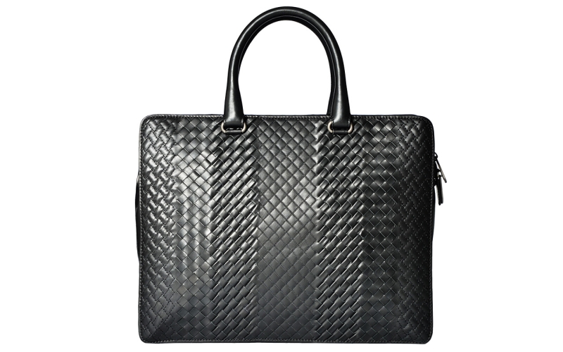 手提包男大容量新款商务休闲公文包多隔层编织男包真皮