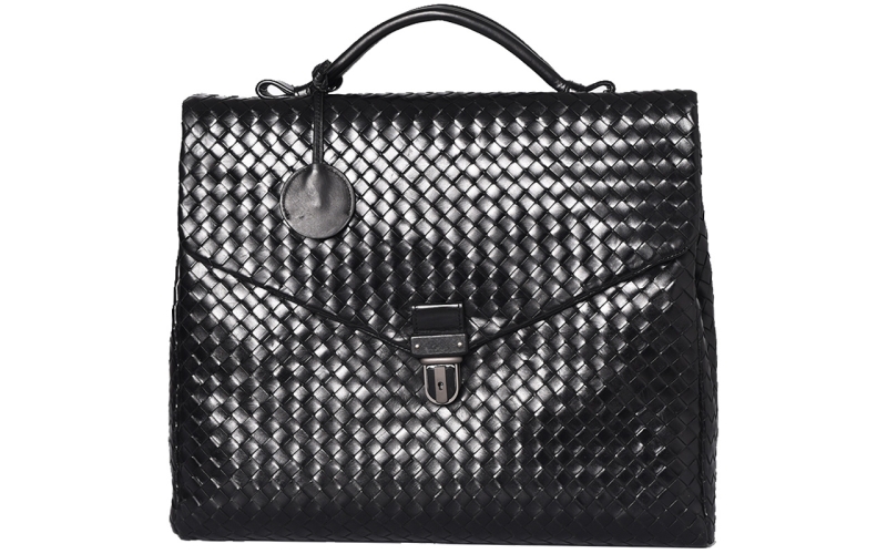 胎牛皮编织男包大容量商务休闲真皮手提包公文包横款高端潮