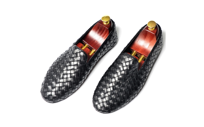 男鞋牛皮编织豆豆鞋一脚蹬鞋真皮折叠钱包鞋驾车鞋软底潮牌