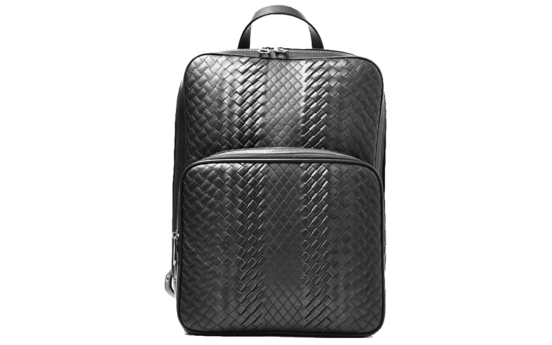 双肩包男潮牌街头欧美背包时尚潮流2019新款真皮编织大容量