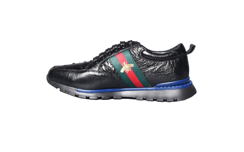 男鞋休闲皮鞋真皮休闲鸵鸟皮私人定制高端运动鞋潮百搭品牌