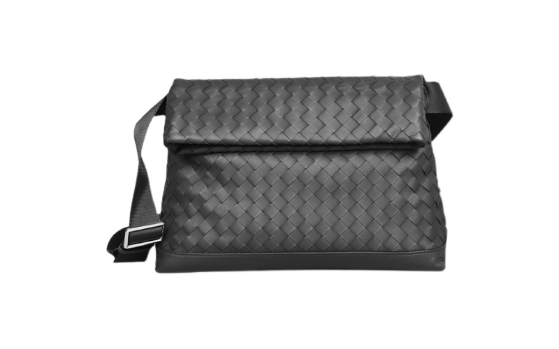 单肩包斜挎包男潮真皮编织男包潮牌大容量邮差包大号挎包