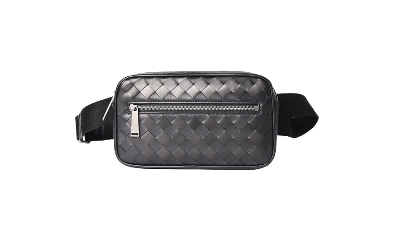 胸包男潮牌真皮男士腰包真皮斜包大格编织男包2020新款潮流