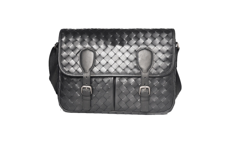 邮差包男士大容量单肩包斜挎包真皮编织轻奢男包2020新款潮