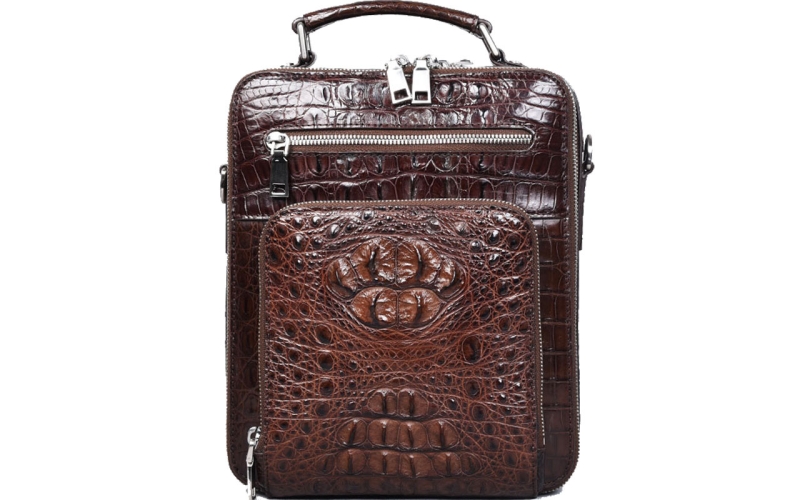 男包手提包竖款单肩包男士斜挎包商务公文包真皮泰国鳄鱼皮