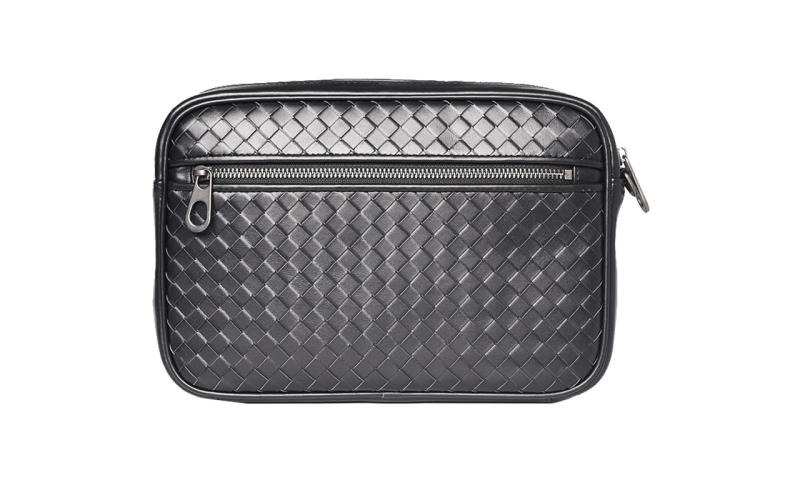 男士手拿包轻奢商务手包大容量编织男包手抓包真皮头层牛皮