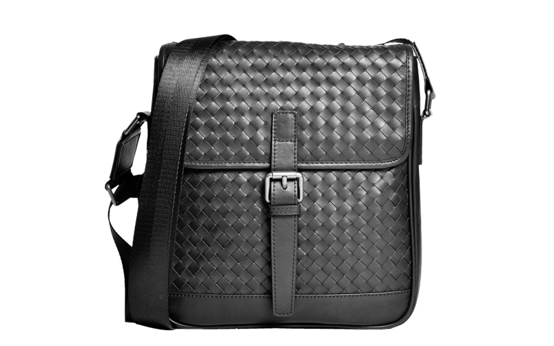 单肩包男潮牌时尚潮流真皮编织斜挎包小挎包背包男士个性