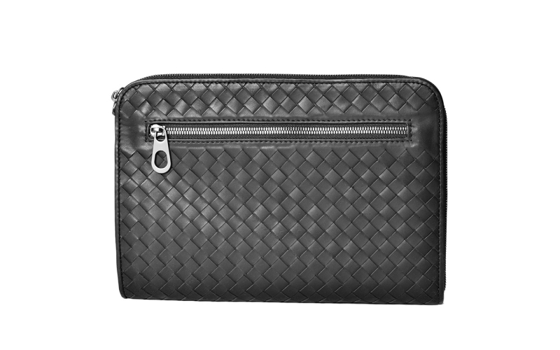 手拿包男士钱包长款内外真皮新款潮内外全真皮胎牛皮编织包