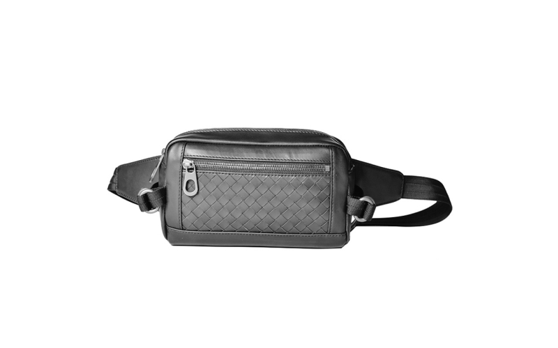 男包胸包腰包男士潮牌小背包真皮小牛皮编织INS时尚小包