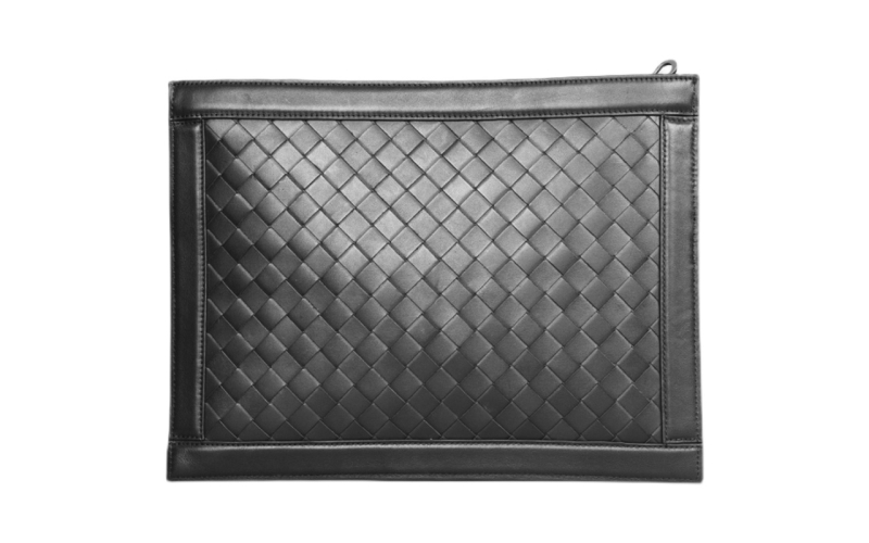 信封包男真皮薄款手工编织手拿包女IPAD电脑包大号A4超薄潮