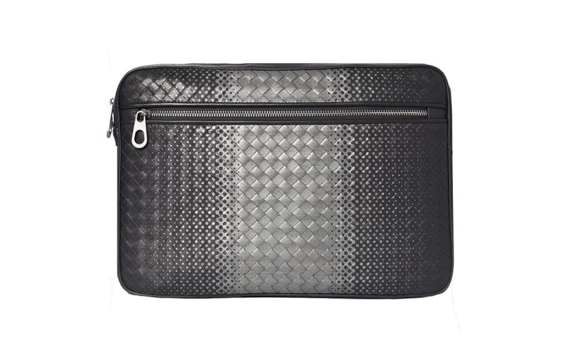 手包14寸笔记本电脑真皮大容量手拿包真皮编织信封包潮牌