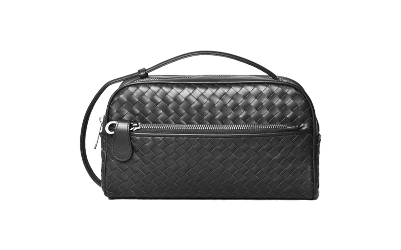 男士手拿包手拎包大容量真皮编织男包手抓包双隔层手包潮牌