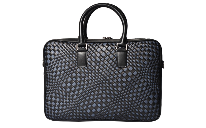 手提包男款公文包男士2019新款欧美拼色编织男包真皮潮青年