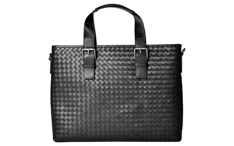 编织男包手提包男士旅行商务休闲潮牌真皮头层大容量电脑包