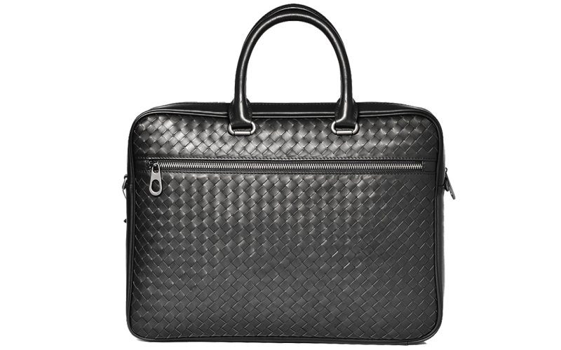 公文包男商务简约青年时尚男士手提包横款编织男包2019新款