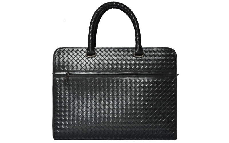 手提包大容量休闲横款编织包牛皮公文包男商务手提男士真皮