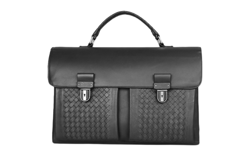 手提包公文包男士包商务休闲时尚真皮编织男包上班族通勤潮