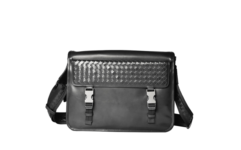 斜挎包潮牌欧美小牛皮编织男包2019新款商务休闲时尚大容量