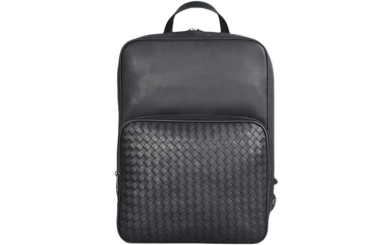 背包男双肩包真皮编织男包潮牌时尚潮流软皮商务书包小号潮