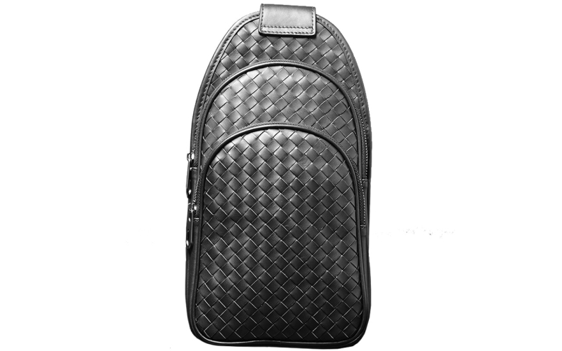 胸包男潮牌男士真皮小牛皮编织斜挎包背包2019新款ins超火