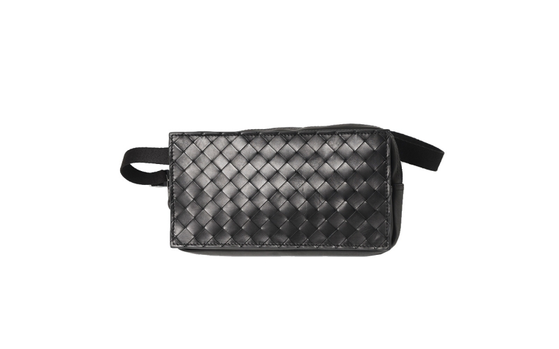 腰包男潮牌个性时尚男士胸包男款真皮编织男包斜挎包单肩包