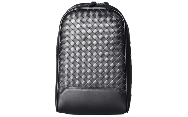 男士胸包真皮潮牌编织男包时尚柔软牛皮个性设计男款大容量