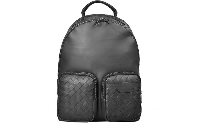 背包男士双肩包2022新款真皮编织书包大容量原创小众商务欧美时尚