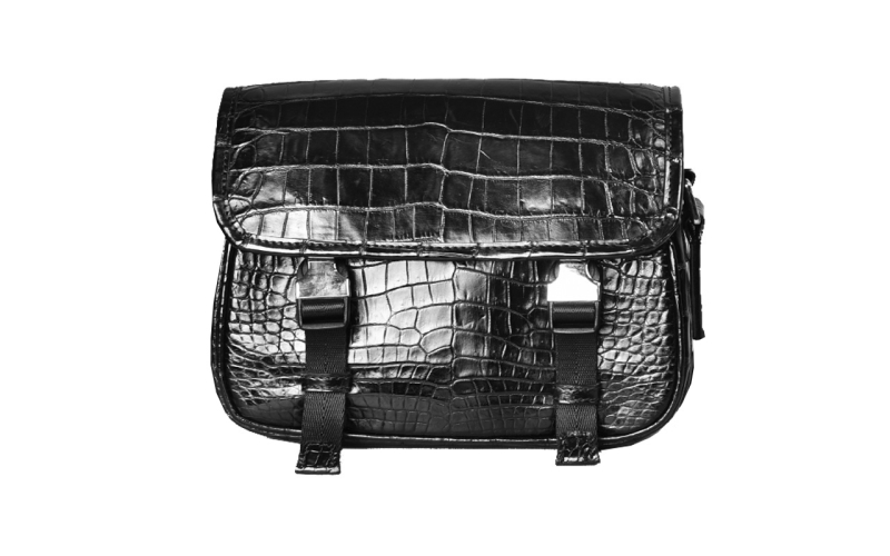 斜挎包男鳄鱼皮小背包全真皮复古邮差包潮牌质感高端轻奢日系迷你