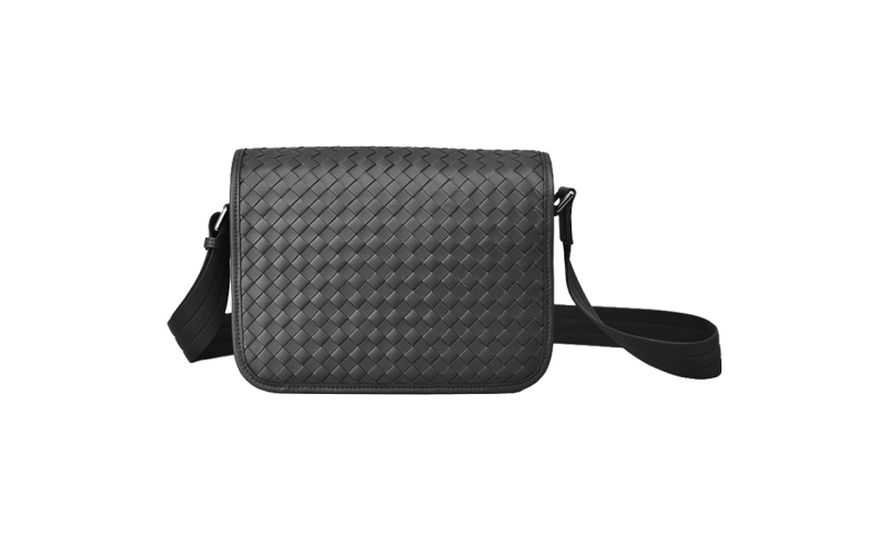 男士斜挎包单肩包真皮编织男包小牛皮包盖式邮差包潮牌2022新款