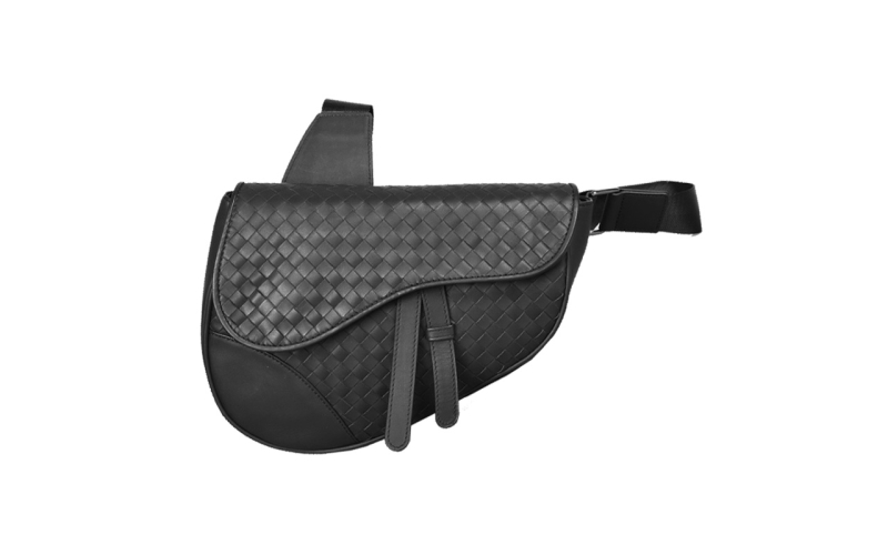 斜挎包男小背包女腋下马鞍包真皮新款潮牌编织时尚个性质感