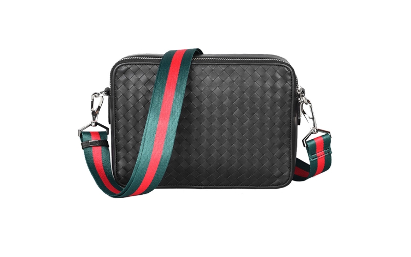 单肩包男斜挎包潮牌男士小背包相机包真皮高端编织手拿男包