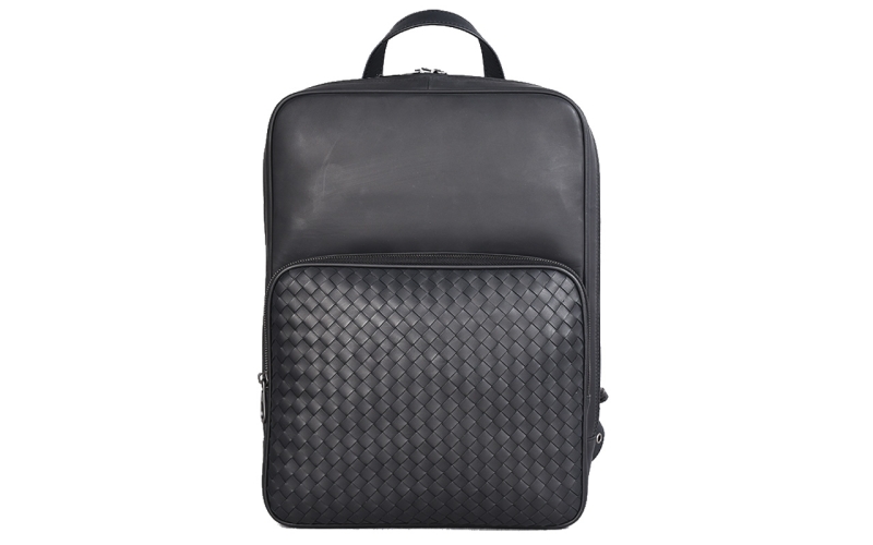 背包男双肩包真皮编织男包潮牌时尚潮流商务可放电脑质感