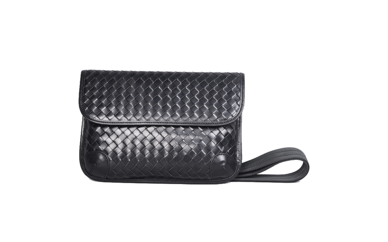 胸包男潮牌胎牛皮编织男包真皮斜挎小包小号软皮胸前包休闲