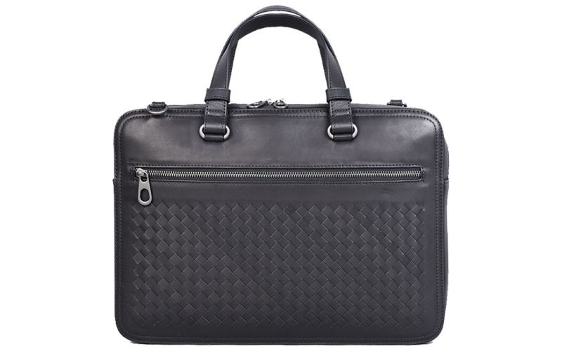 手提包男商务编织男包大容量真皮公文包简约轻便新款潮牛皮