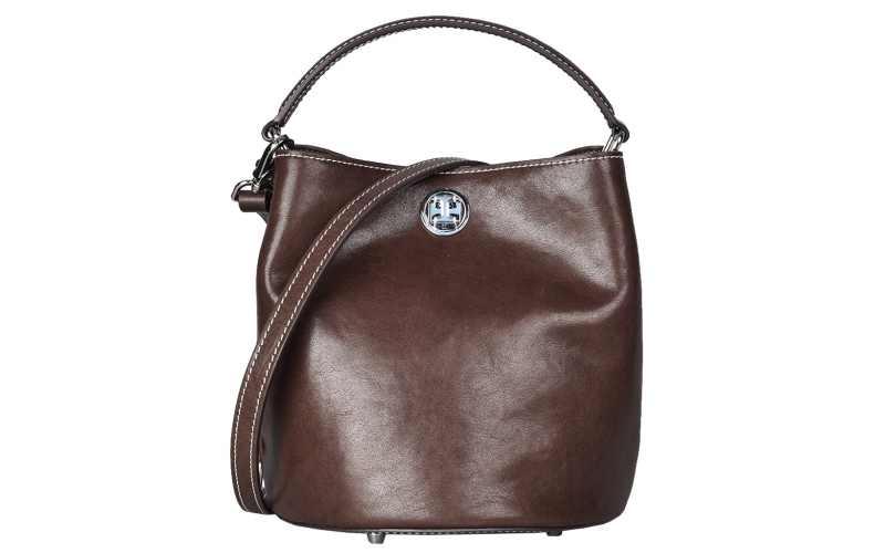 Small Cowhide Vegetable Tan Bucket Bag Female Crossbody 2024 Fashion High-Level Sense Niche New Header Design