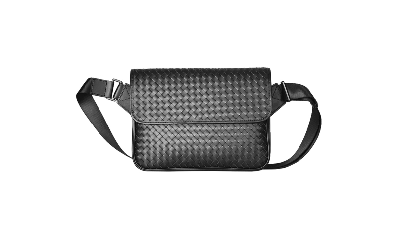 男士胸包斜挎包胸前包背包高级真皮编织男包腰包2024新款时尚潮牌