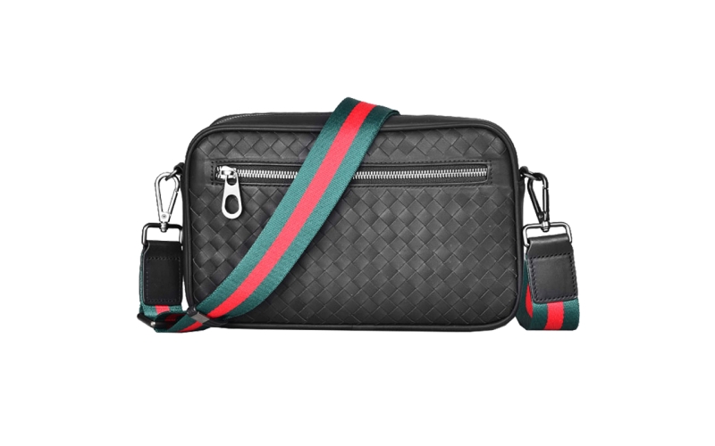 斜挎包男款手拿包男士单肩包小背包便携出行小包牛皮编织男包2024